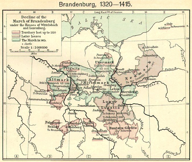 Map of Brandenburg 1320-1415